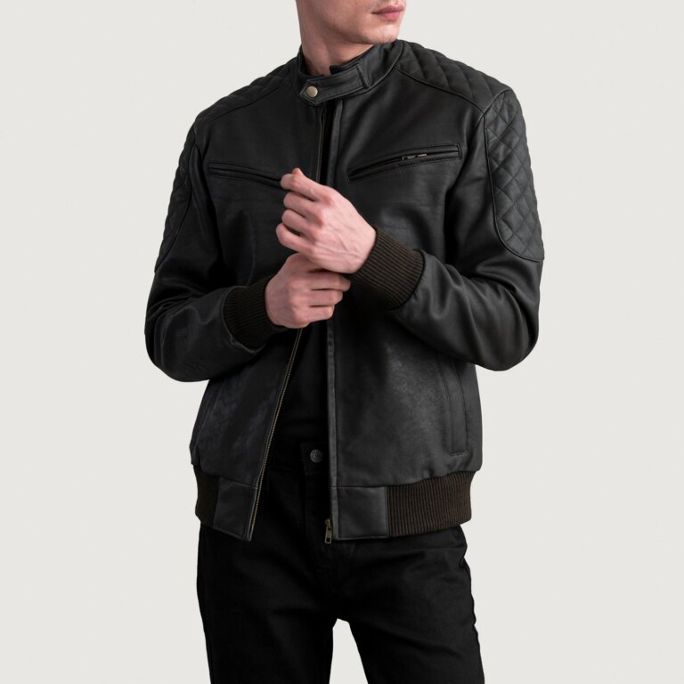 Mens Sven Tumbled Brown Leather Bomber Jacket Open Front-4-1724139323310